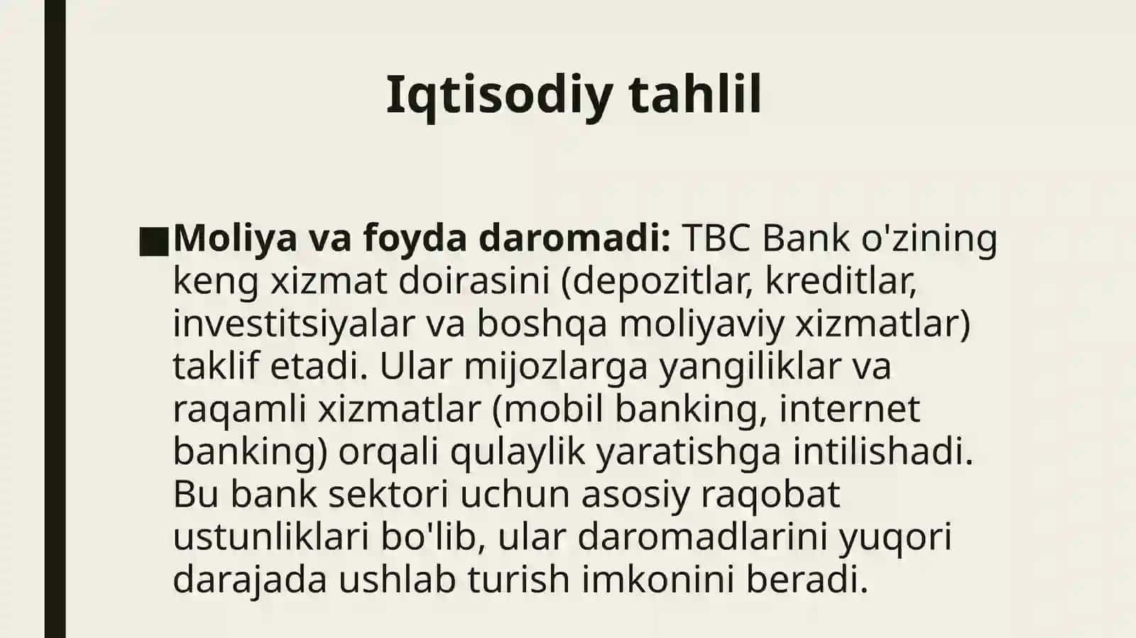 TBC bankining iqtisodiy va menejment tomonlarining umumiy tahlili 3