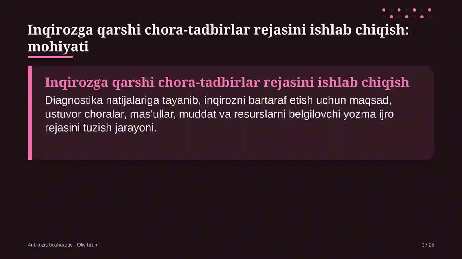 Konsullik muassasalarida inqirozga qarshi chora-tadbirlar rejasini ishlab chiqish 3