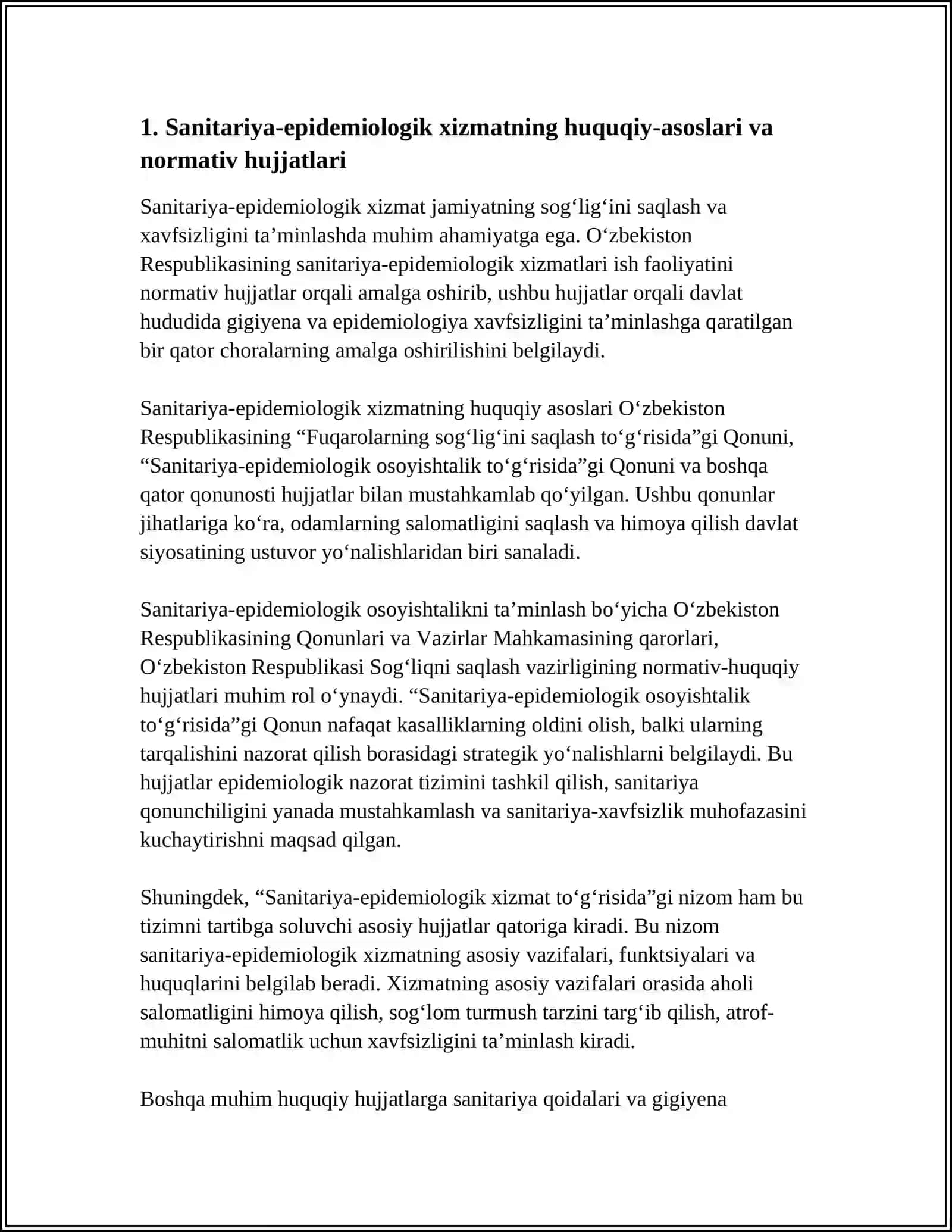 SANITARIYA VA EPIDEMIOLOGIYA XIZMATINI TASHKIL QILISH 3