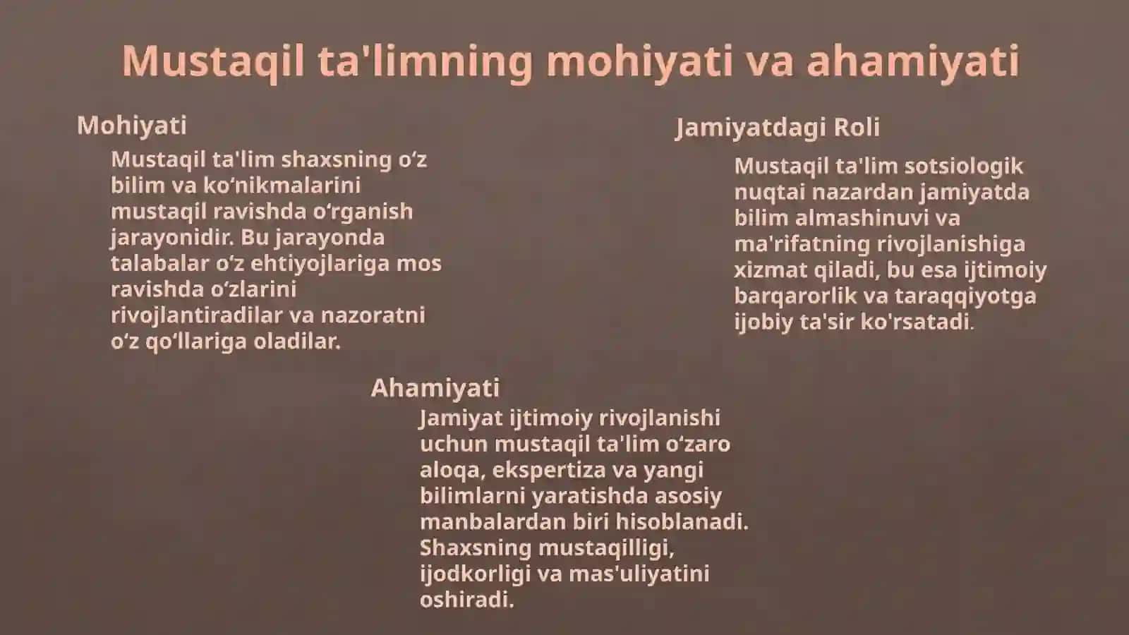 MUSTAQIL TA’LIM OLISH SOTSIOLOGIK BILIMLARNING BIR TARMOG’I SIFATIDA 3
