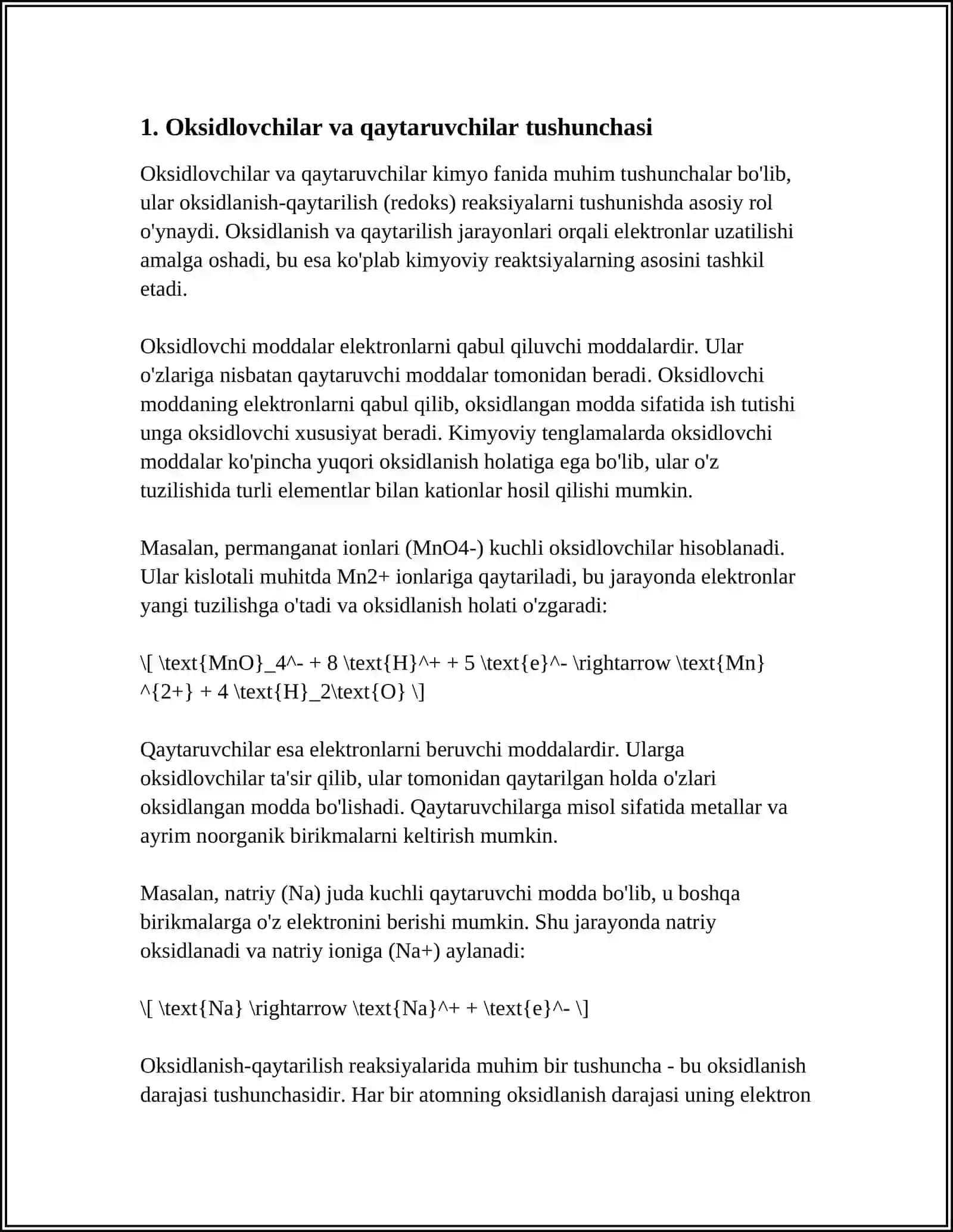 OKSIDLOVCHI VA QAYTARUVCHILARNING EKVIVALENT MASSASINI ANIQLASH 3