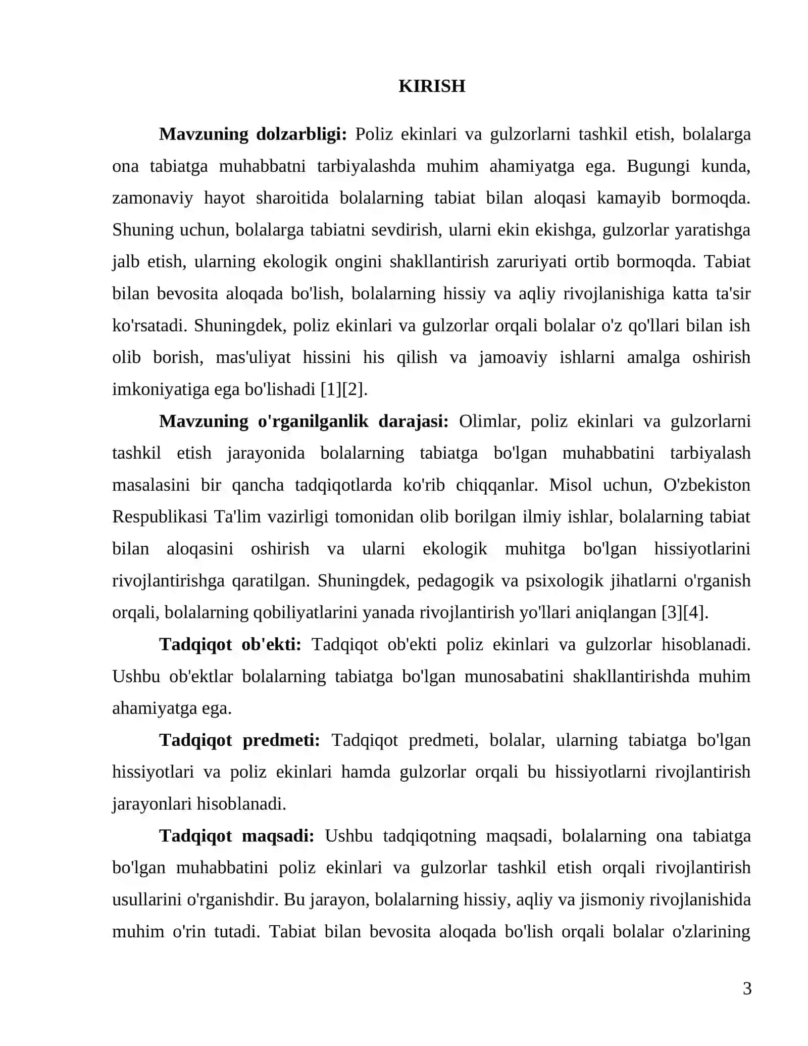 "Poliz ekinlari va gulzorlarni tashkil etishni rejalashtirish orqali bolalarga ona tabiatga boʻlgan muhabbatini tarbiyalash" 3