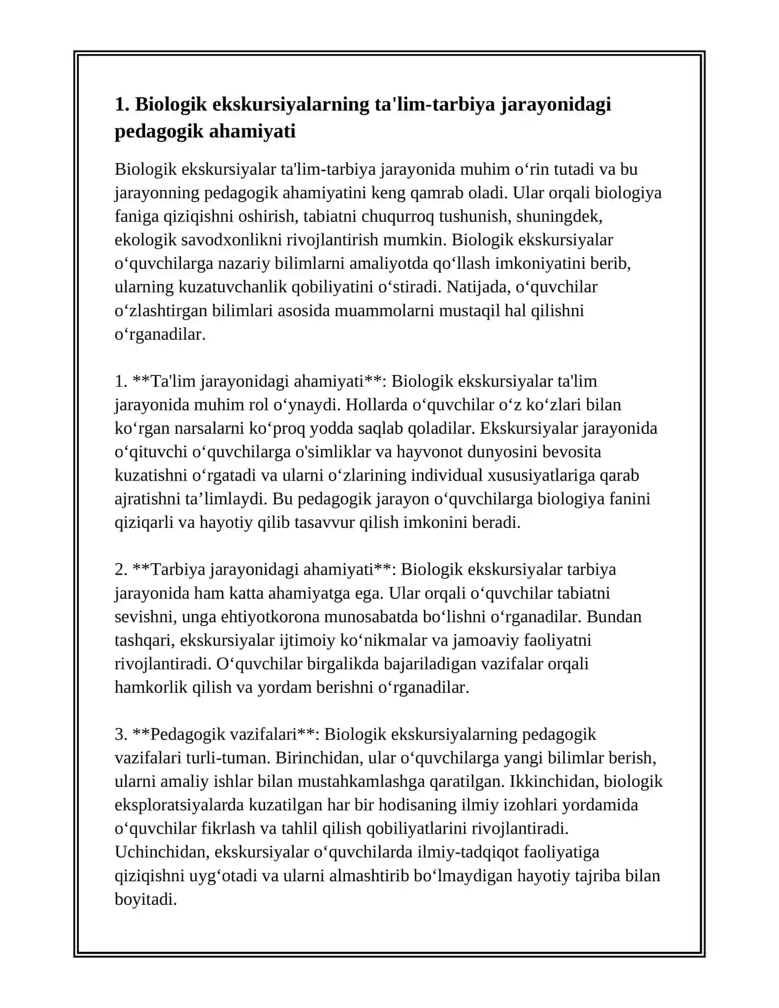 BIOLOGIK EKSKURSIYALARNING TA'LIM-TARBIYA JARAYONIDA TUTGAN O'RNI 3