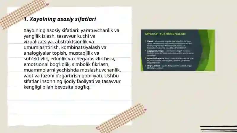 Xayol sifatlari, xayolning kengligi va torligi 3