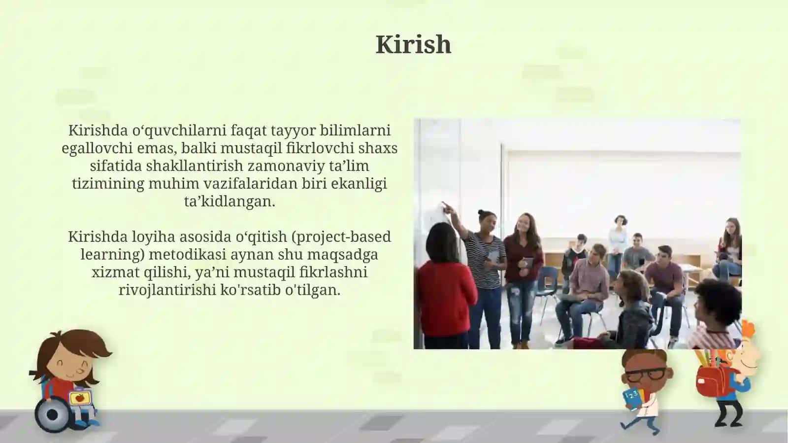 O'quvchilarda o'quv tadqiqotchilik faoliyatini rivojlantirish uchun loyixa darslari amaliyoti 3