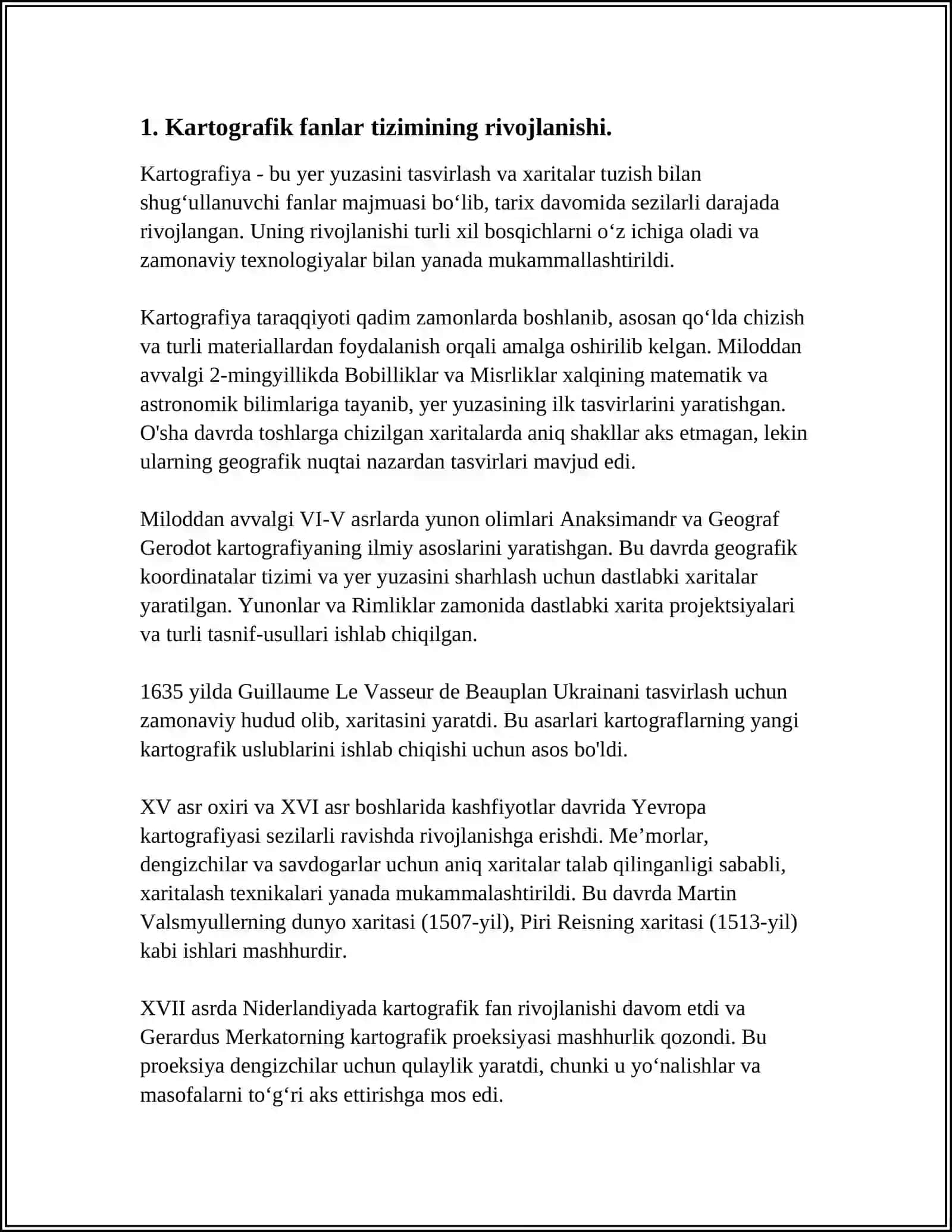 Kartografik fanlar tizimi 3