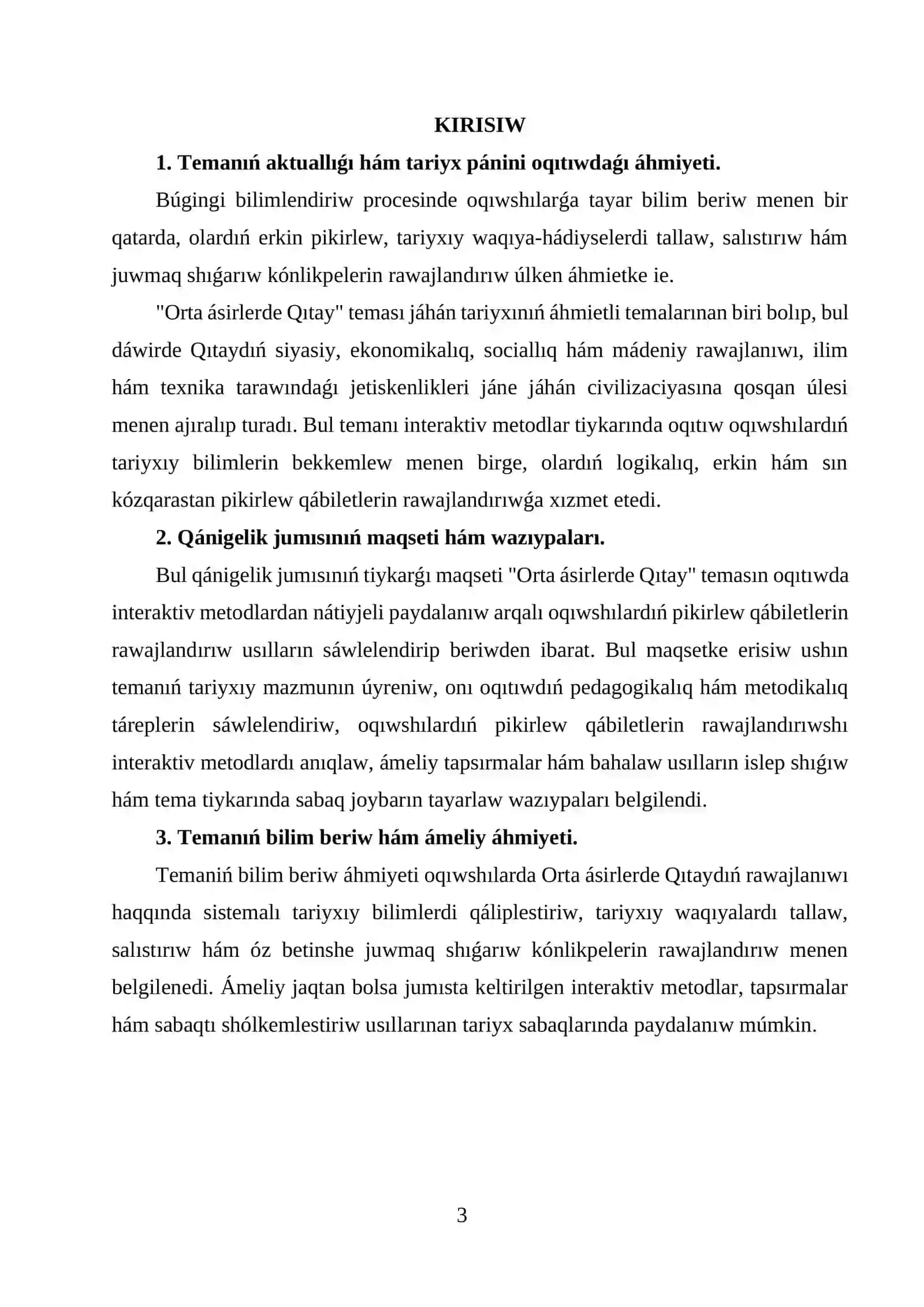 QÁNIYGELIK JUMISI 3