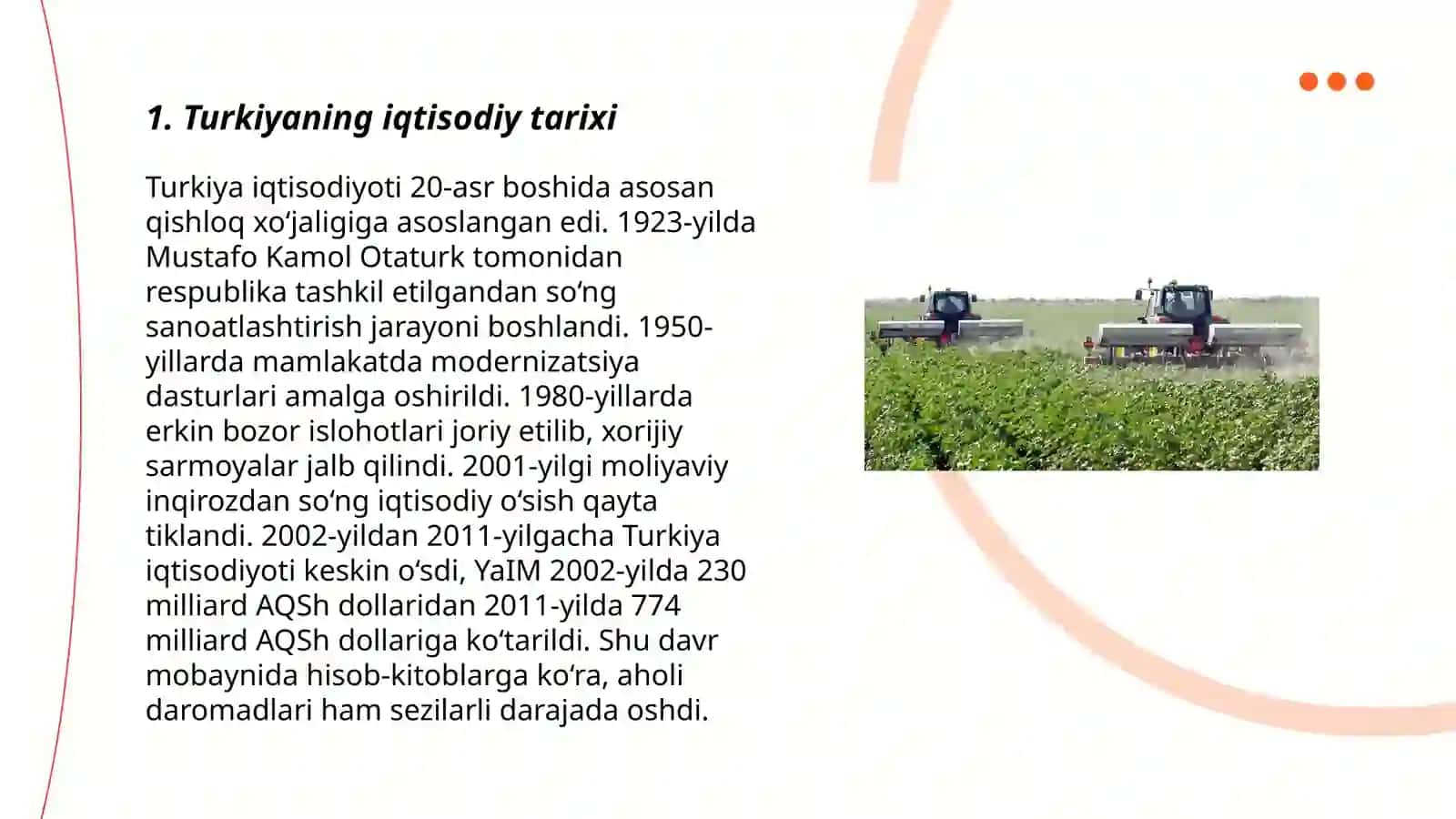 Turkiyaning iqtisodiyoti haqida taqdimot tayyorlash 3