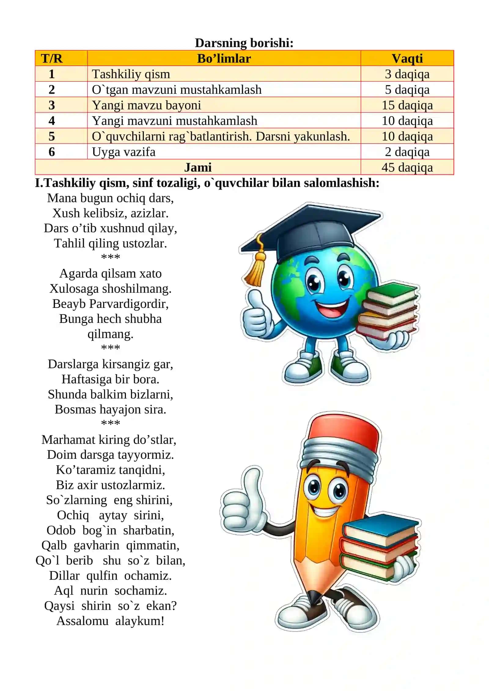 Ot so‘z turkumi mavzusida 3-sinf Ona tili fanidan dars ishlanmasi 3