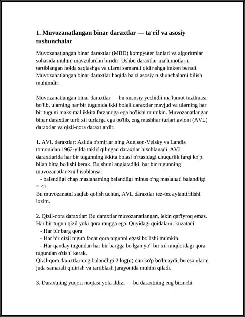 MUVOZONATLANGAN BINAR DARAXTLAR 3