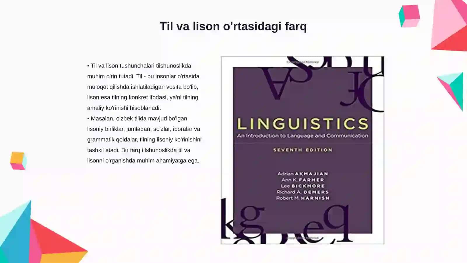 Til, lison, meʼyor va nutq munosabati 3