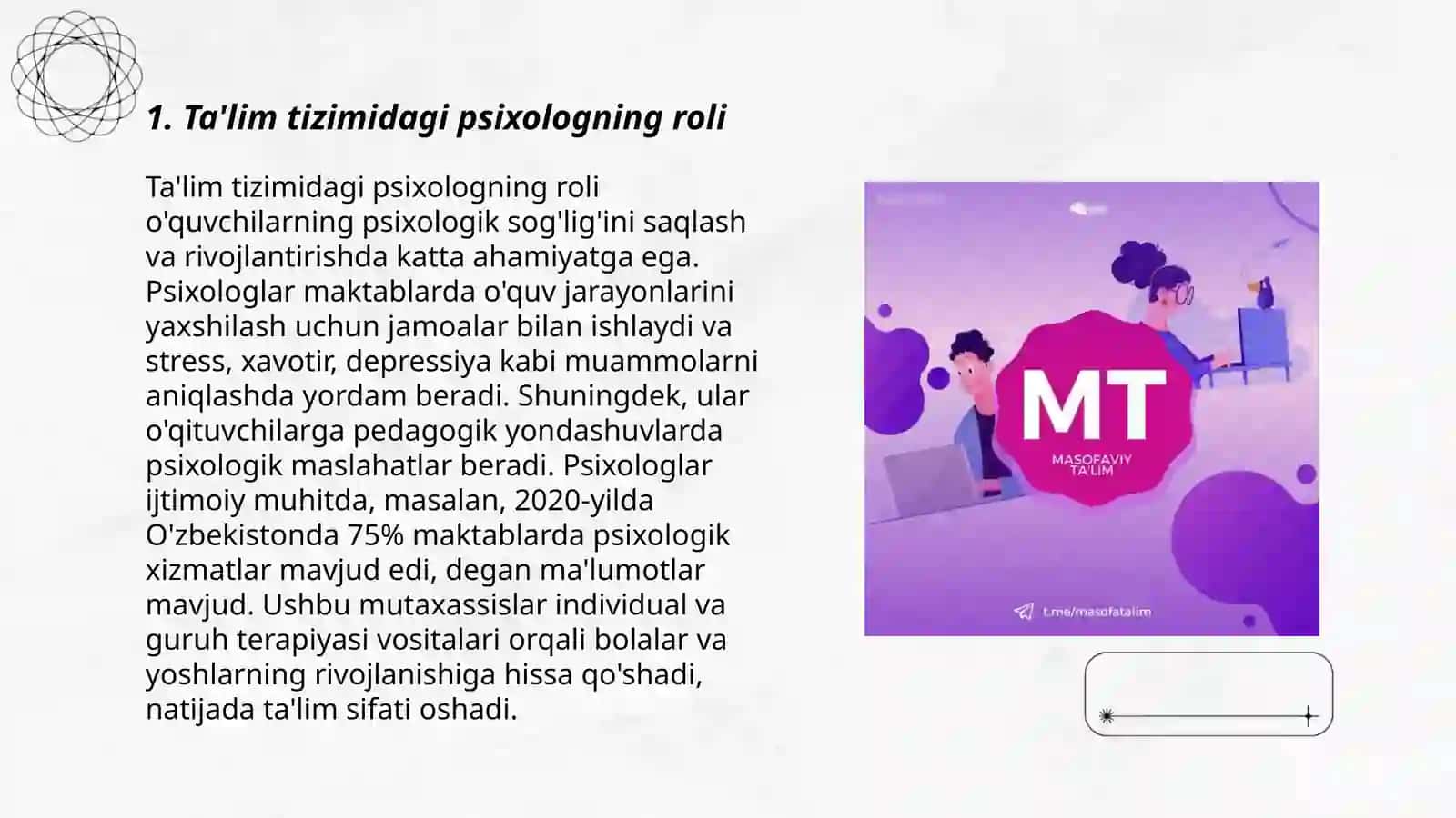 Ta'lim sohasidagi psixologning burchi va majburiyatlari 3