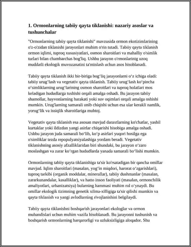 Ormonning tabiiy qayta tiklanishini va uni tahlil qilish 3