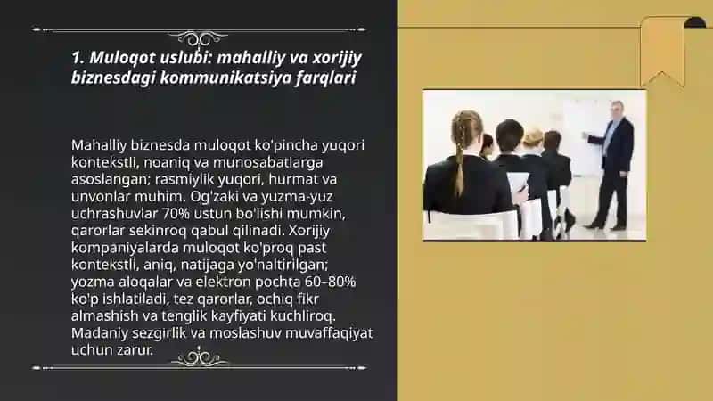 Mahalliy va xorijiy biznes yuritish madaniyatini taqqoslash 3