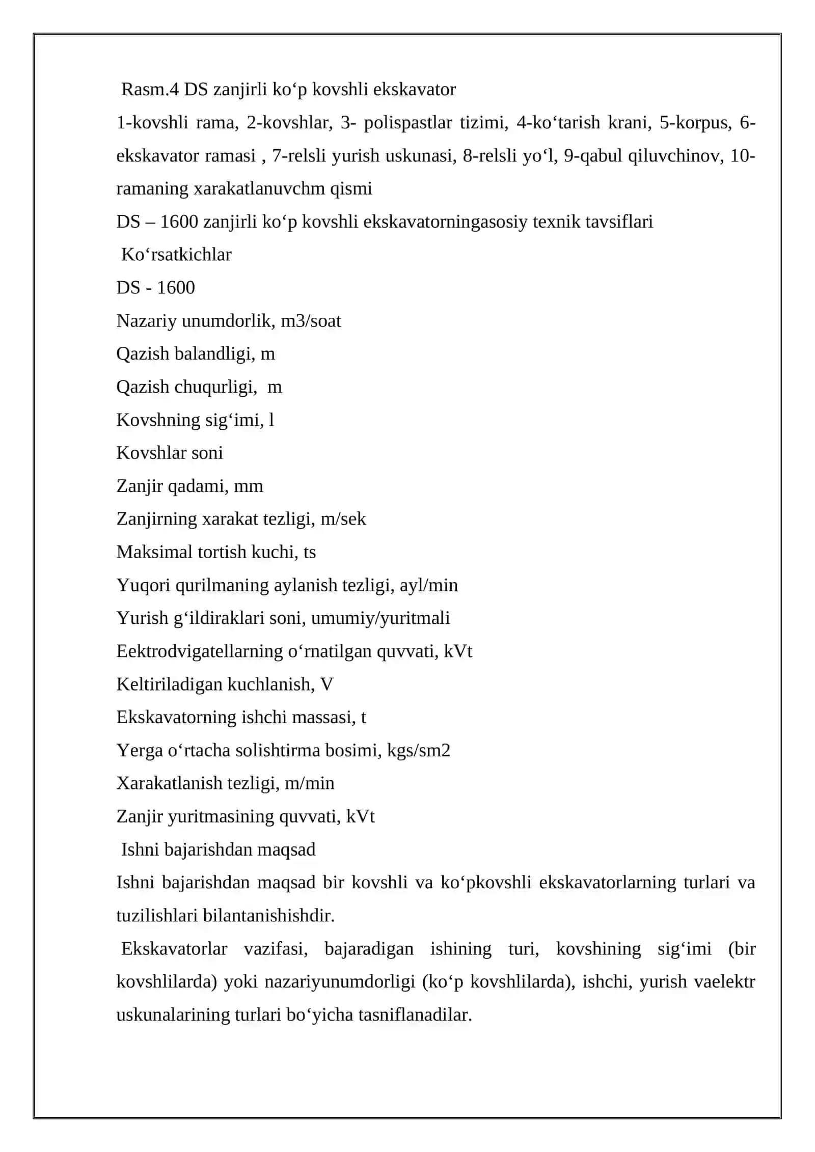 Zanjirli ekskvatorlarning ish unumdorligi 3
