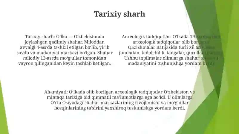 O'Lka Tarixini O'Rganish Borasida Amalga Oshirilgan Arxeologik Tadqiqotlar 3