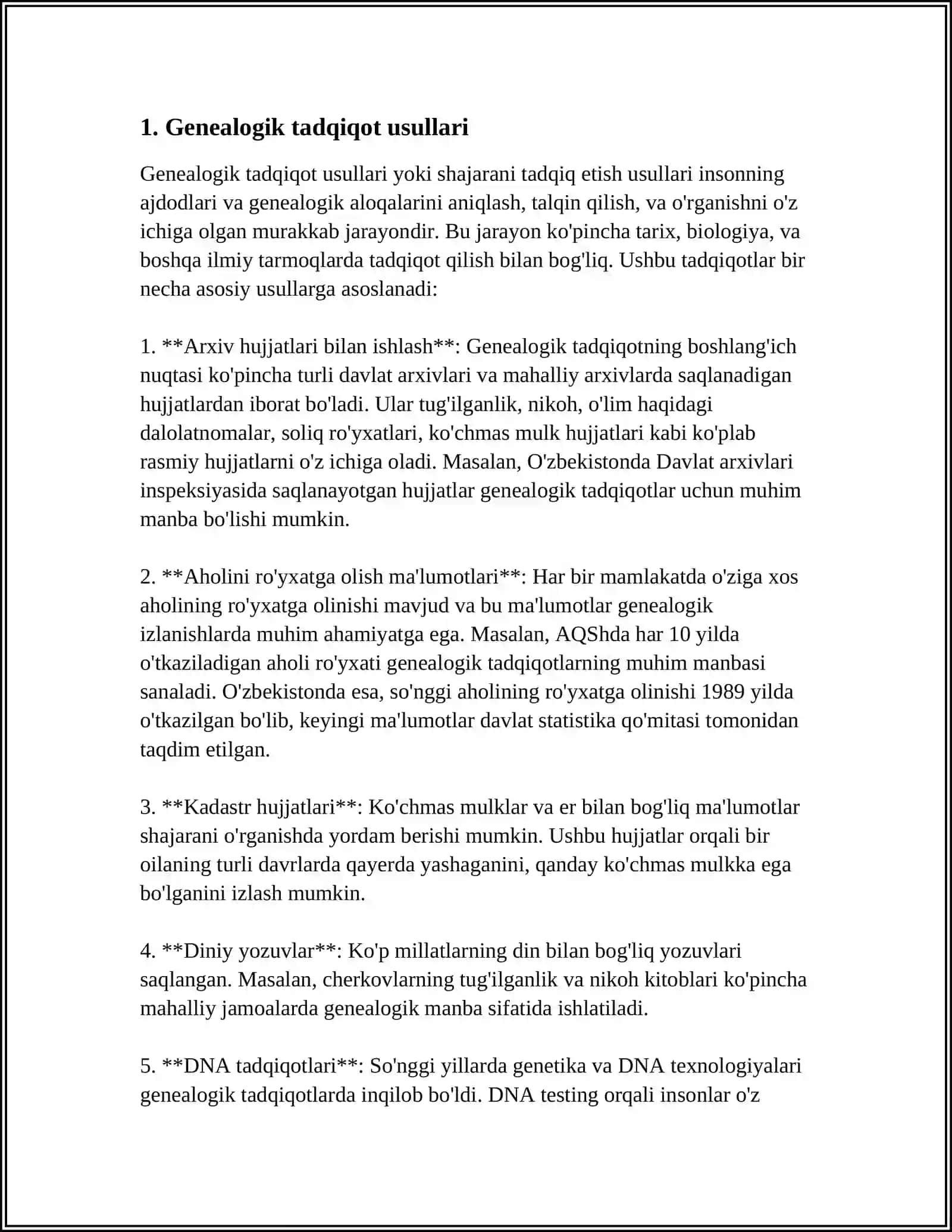 GENEOLOGIYA,EGIZAKLAR USULLARINI O'RGANISH 3