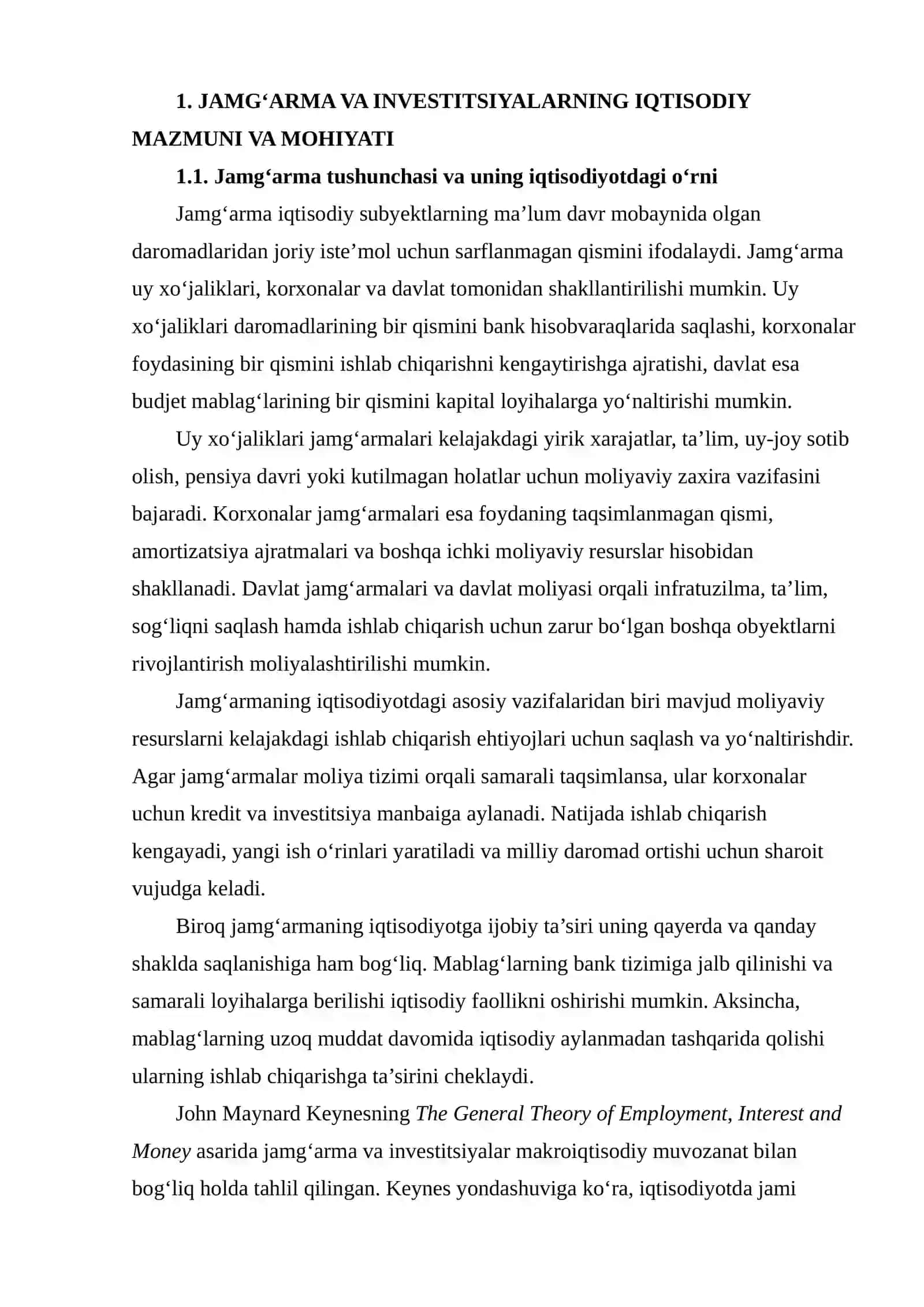 Jamg‘arma va investitsiyalarning iqtisodiy o‘sishga ta’sirini ilmiy manbalar asosida tahlil qilish 3