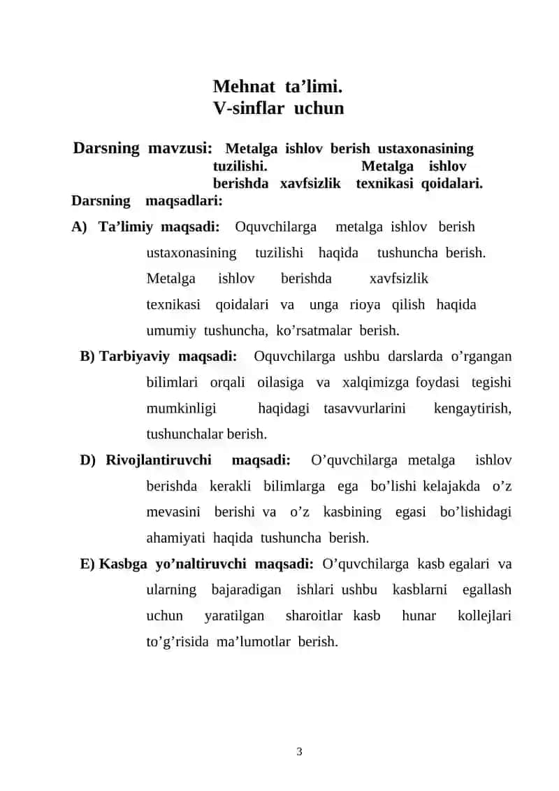 Metalga ishlov berish ustaxonasining tuzilishi 3