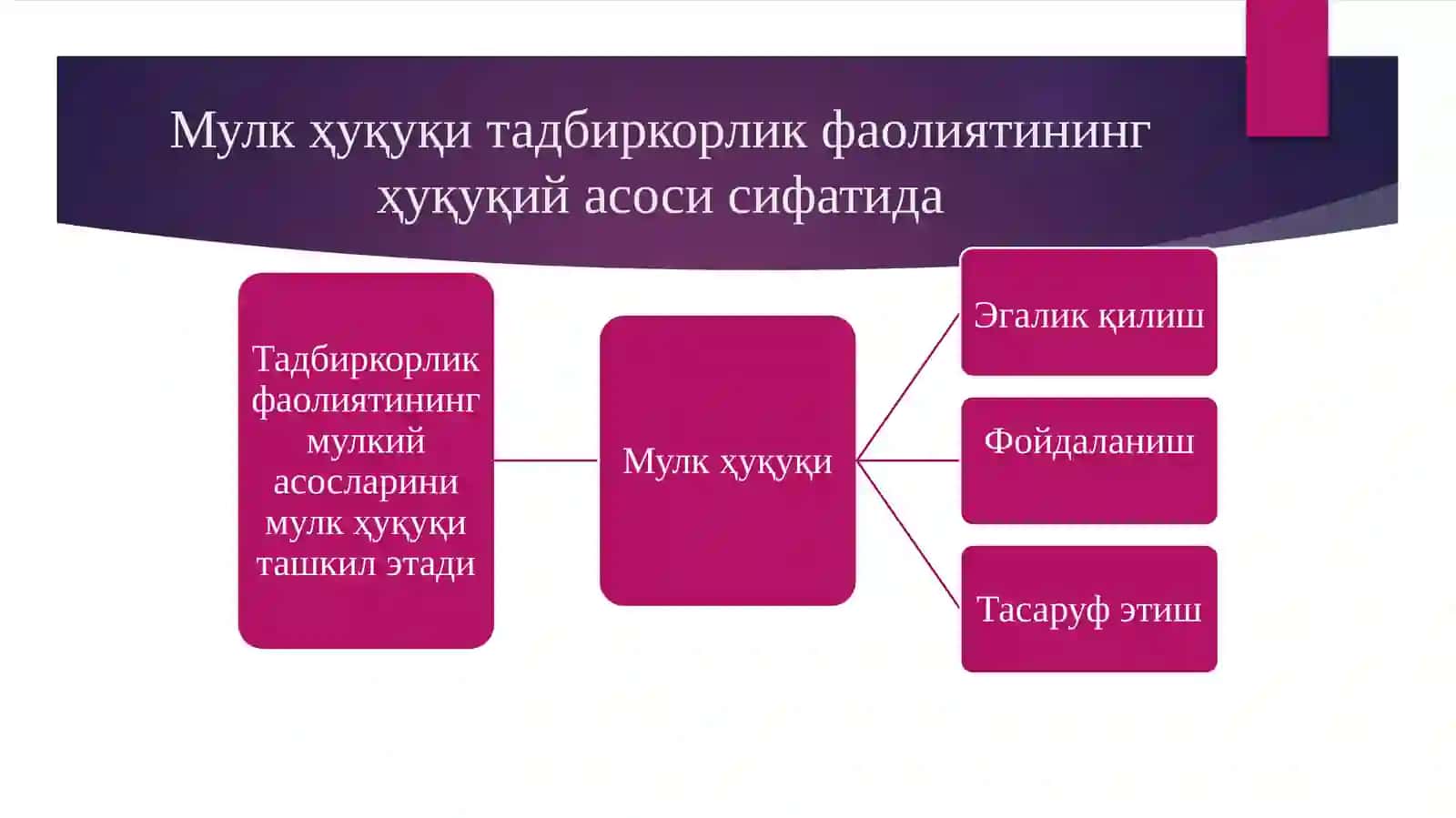 ТАДБИРКОРЛИК ФАОЛИЯТИНИНГ МУЛКИЙ АСОСЛАРИ 3