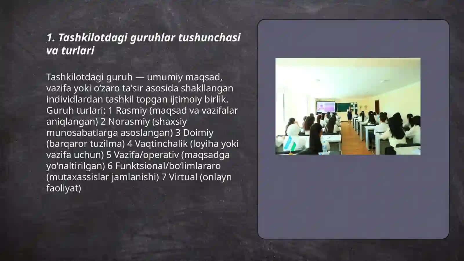 Tashkilotdagi guruhlar 3