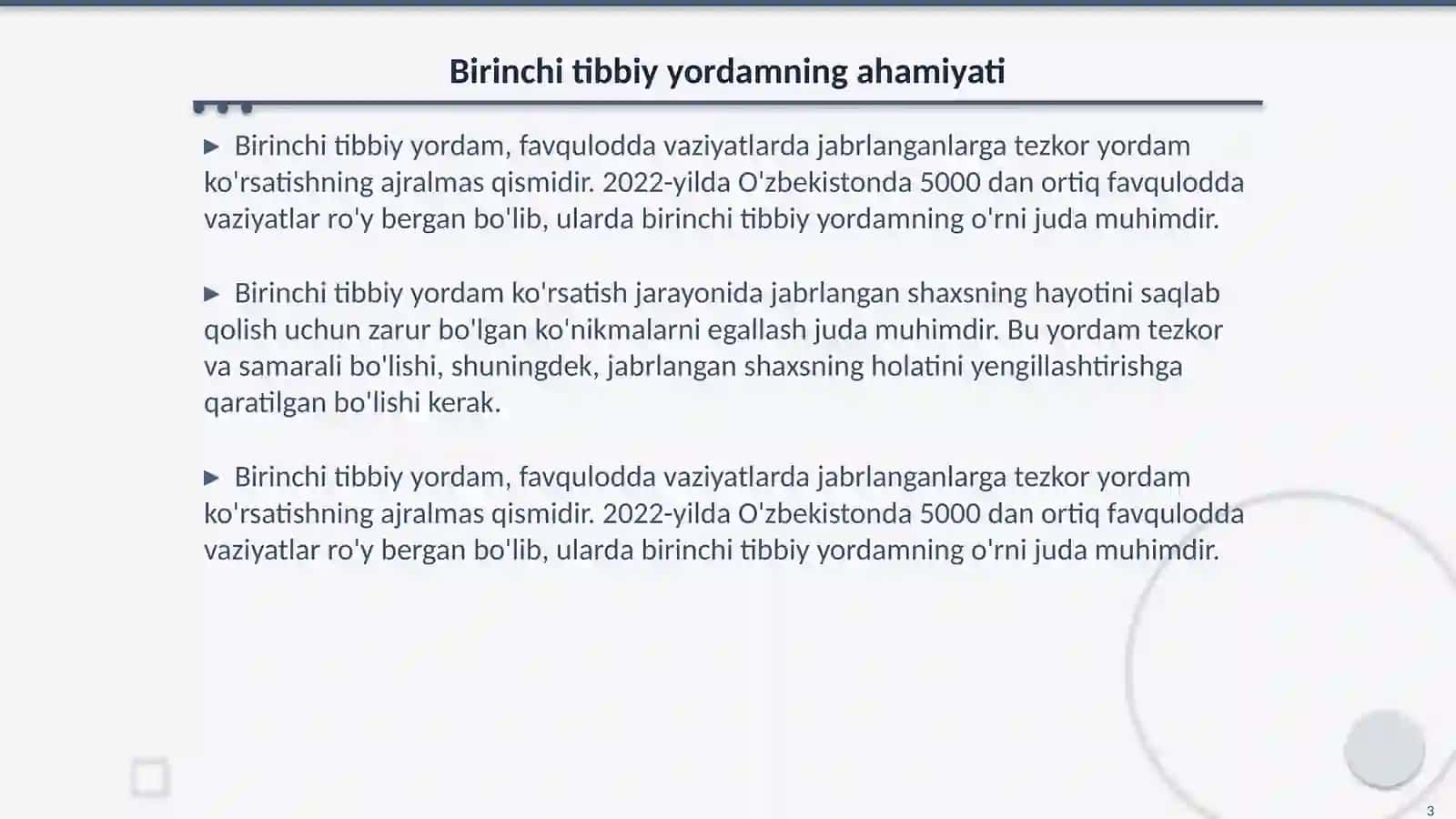 Birinchi Tibbiy Yordamning Ahamiyati 3
