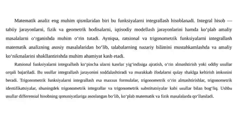 Ratsional hamda trigonometrik funksiyalarni integrallash 3