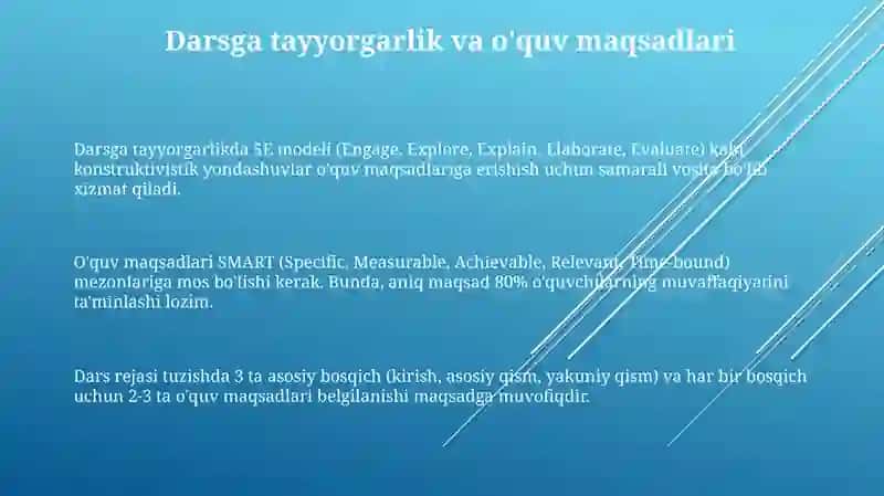 Matematika darsiga tayyorgarlik va darsning tahlili 3
