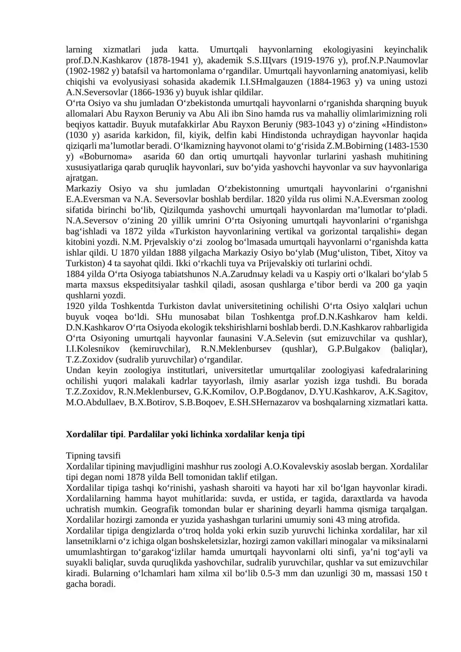 Xordalilar tipi (Chordata). Bosh skeletsizlar-Acrania kenja. tipi Umurtqalilar-Vertebrata yoki Bosh skeletlilar -Craniata kenja tipi 3