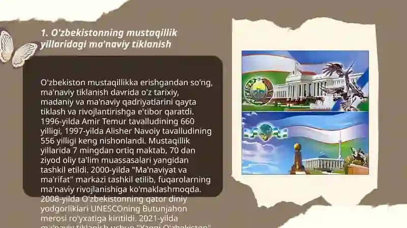 Mustaqillik yillarida Oʻzbekistonda maʼnaviy va madaniy taraqqiyot 3