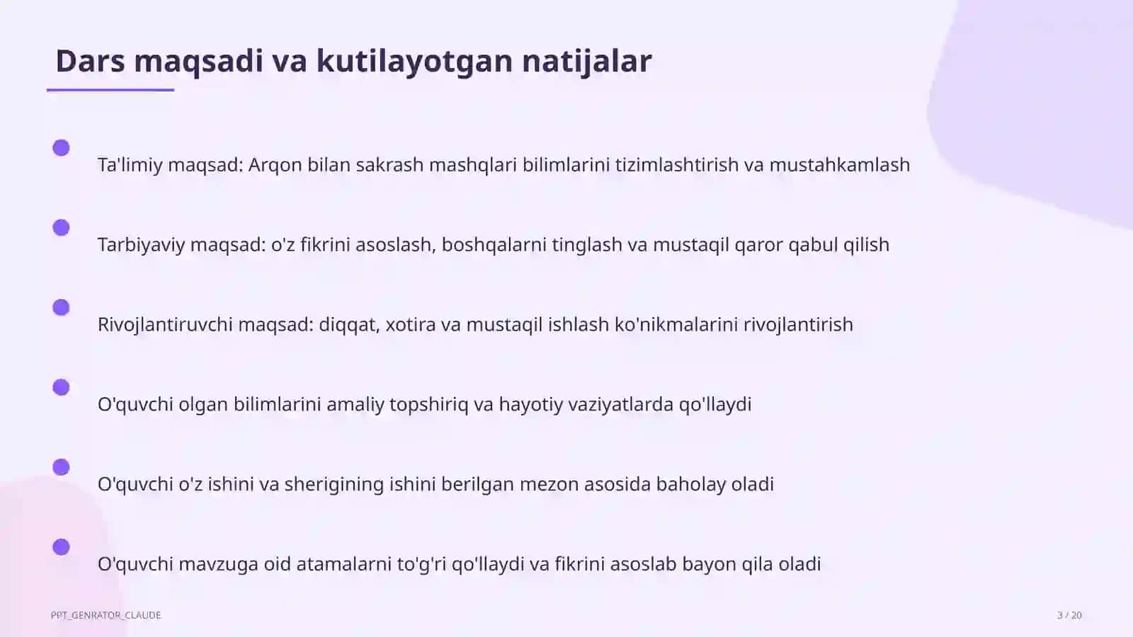 Arqon bilan sakrash mashqlari (3-sinf) 3