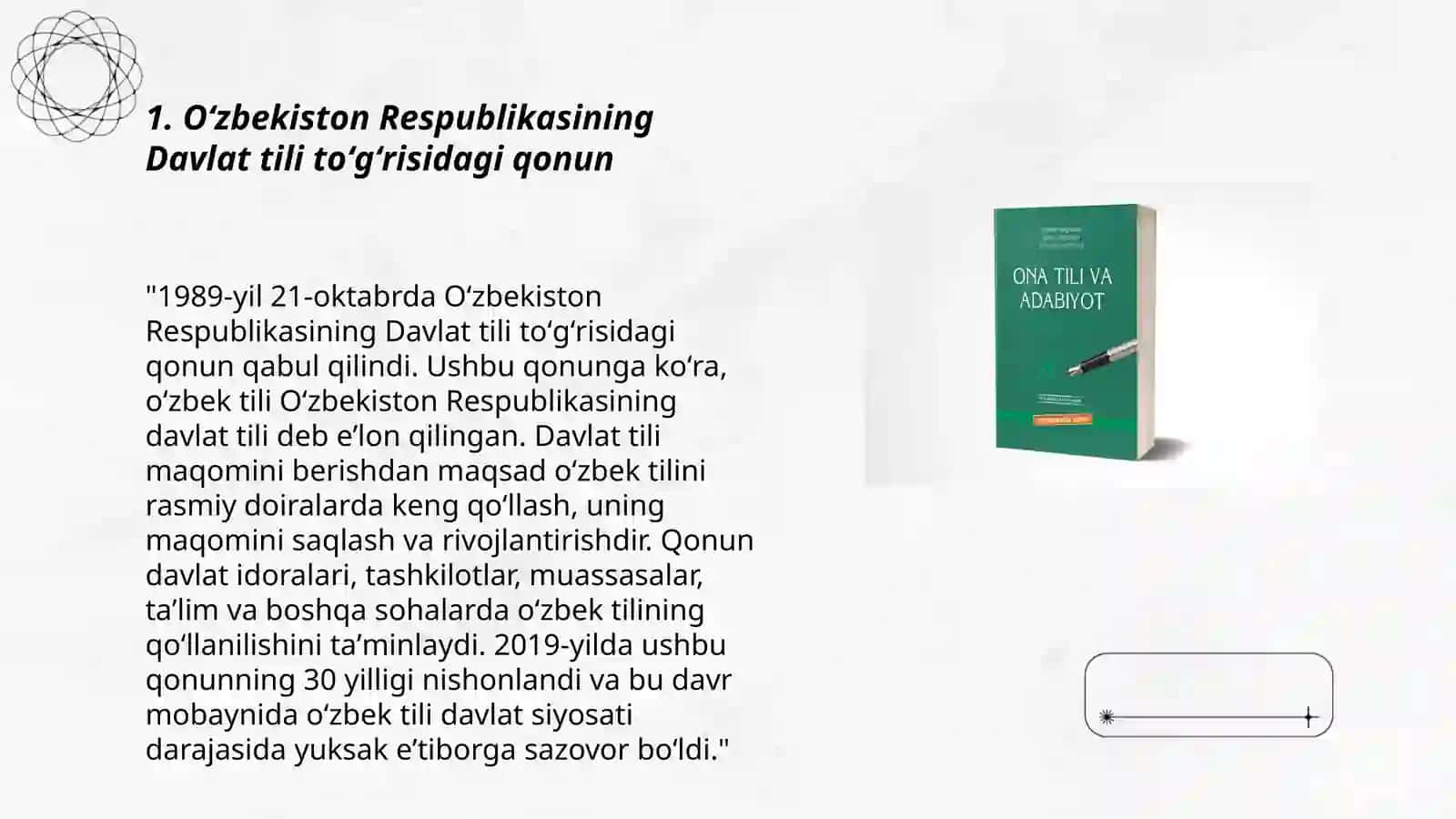 Oʻzbek tili toʻgʻrisidagi huquqiy meʼyoriy hujjatlarning mohiyati 3