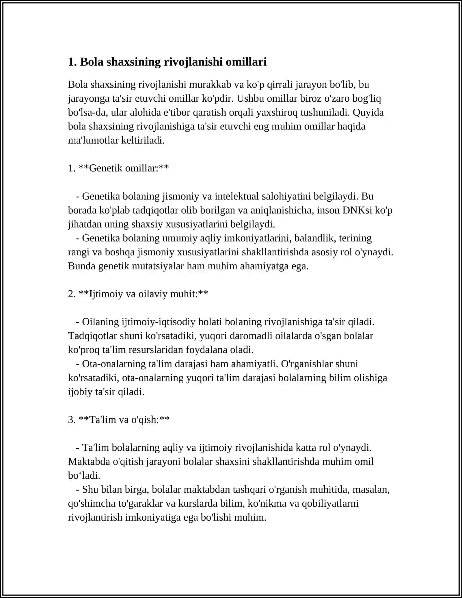 BOLA SHAXSI VA UNING RIVOJLANISHI VA MUHITGA BOG'LIQLIGI 3