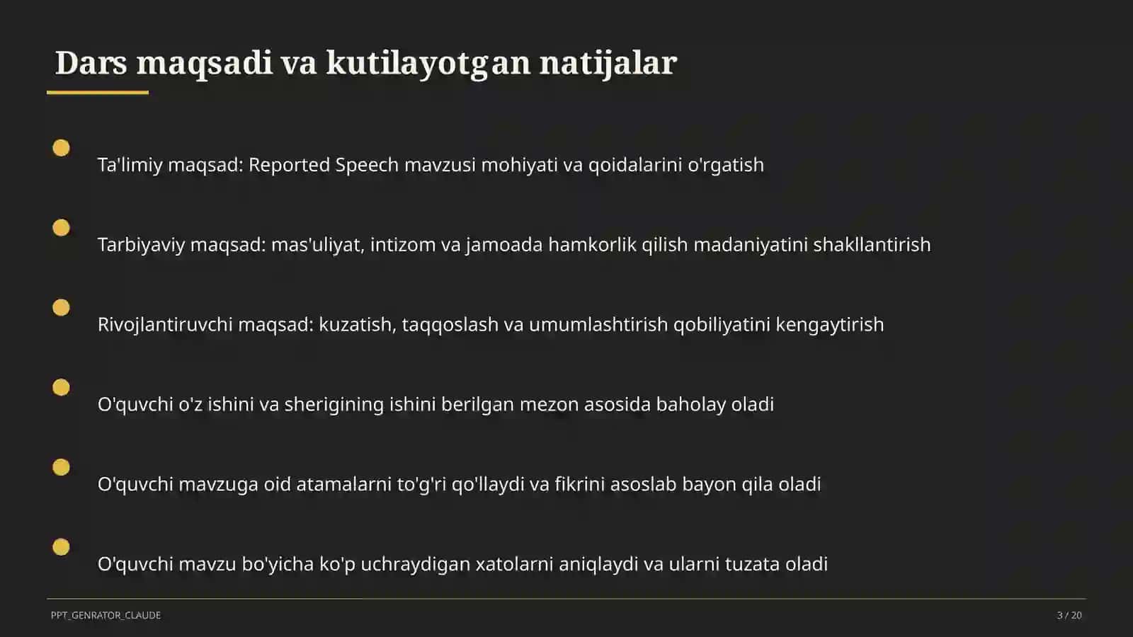 Reported Speech (9-sinf) 3