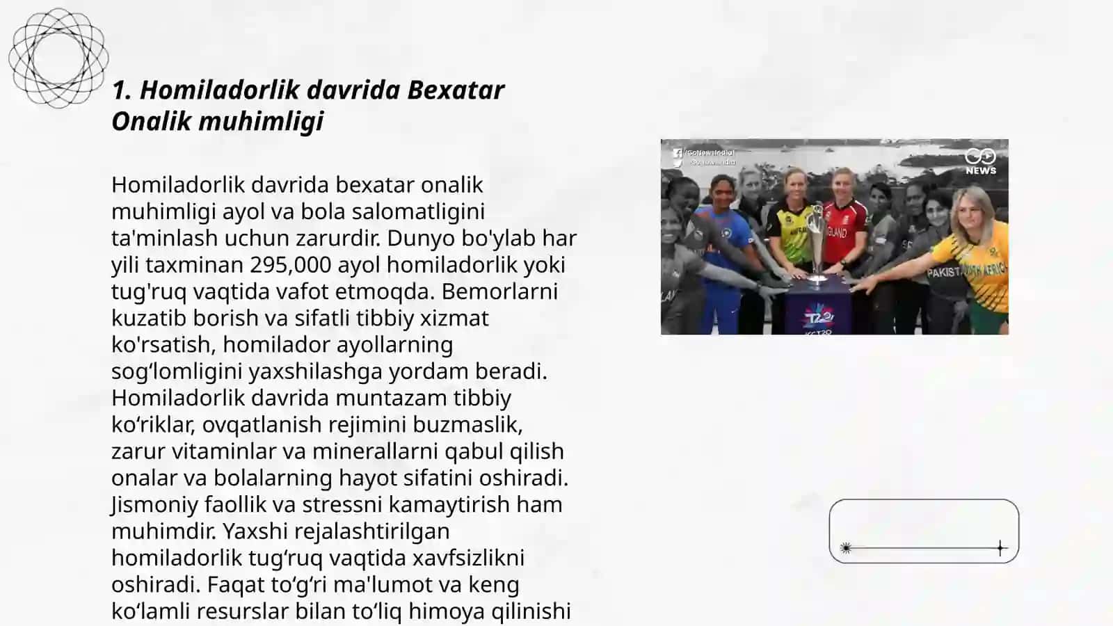 Bexatar onalik.Homilador ayollar bilan ishlash 3