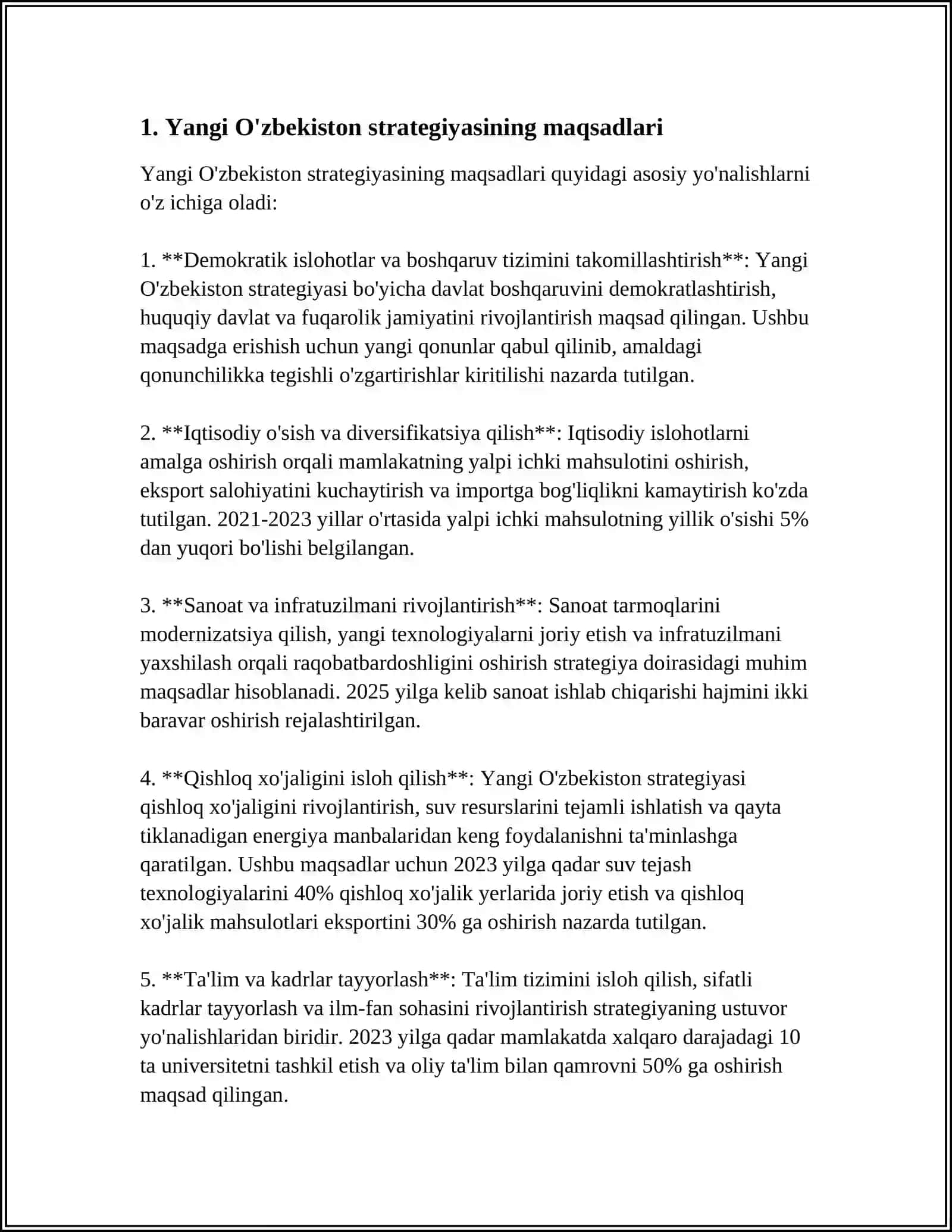 MUSTAQIL ISH Mavzu: 2022-2026 YILLARDA YANGI O'ZBEKISTONNI RIVOJLANTIRISH STRATEGIYASI UNING MOHIYATI VA MAZMUNI 3