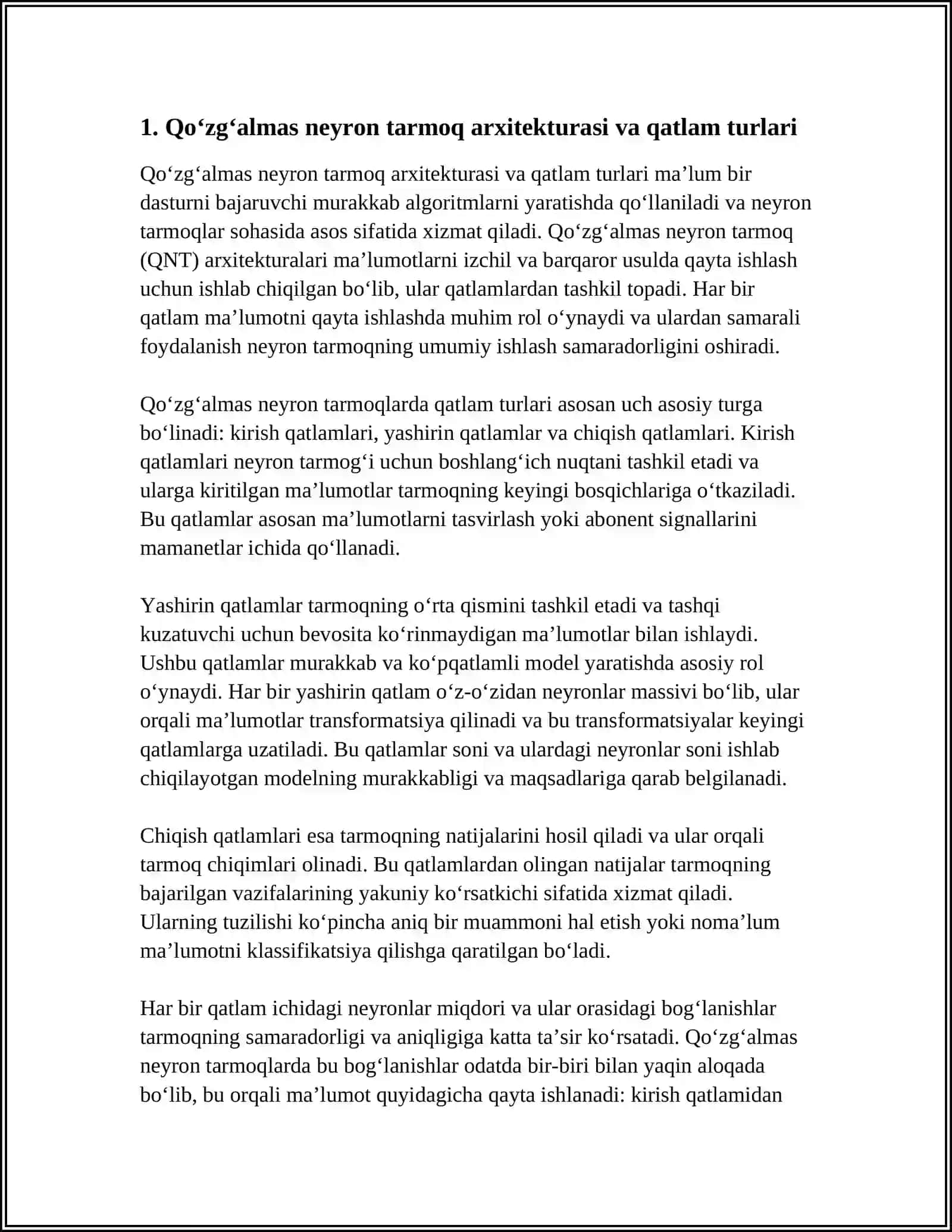 QO‘ZG‘ALMAS NEYRON TARMOQLAR YORDAMIDA MA’LUMOTLARNI QAYTA ISHLASH 3
