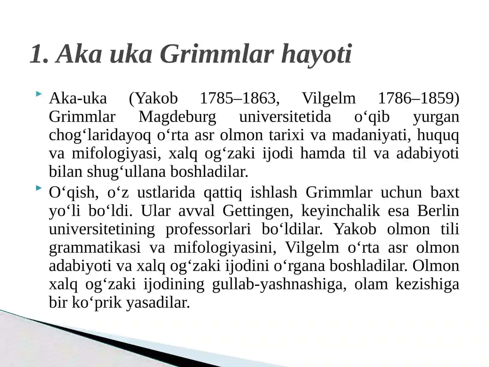 Akauka Grimmlar va Hans Kristian Andersen ijodi 3