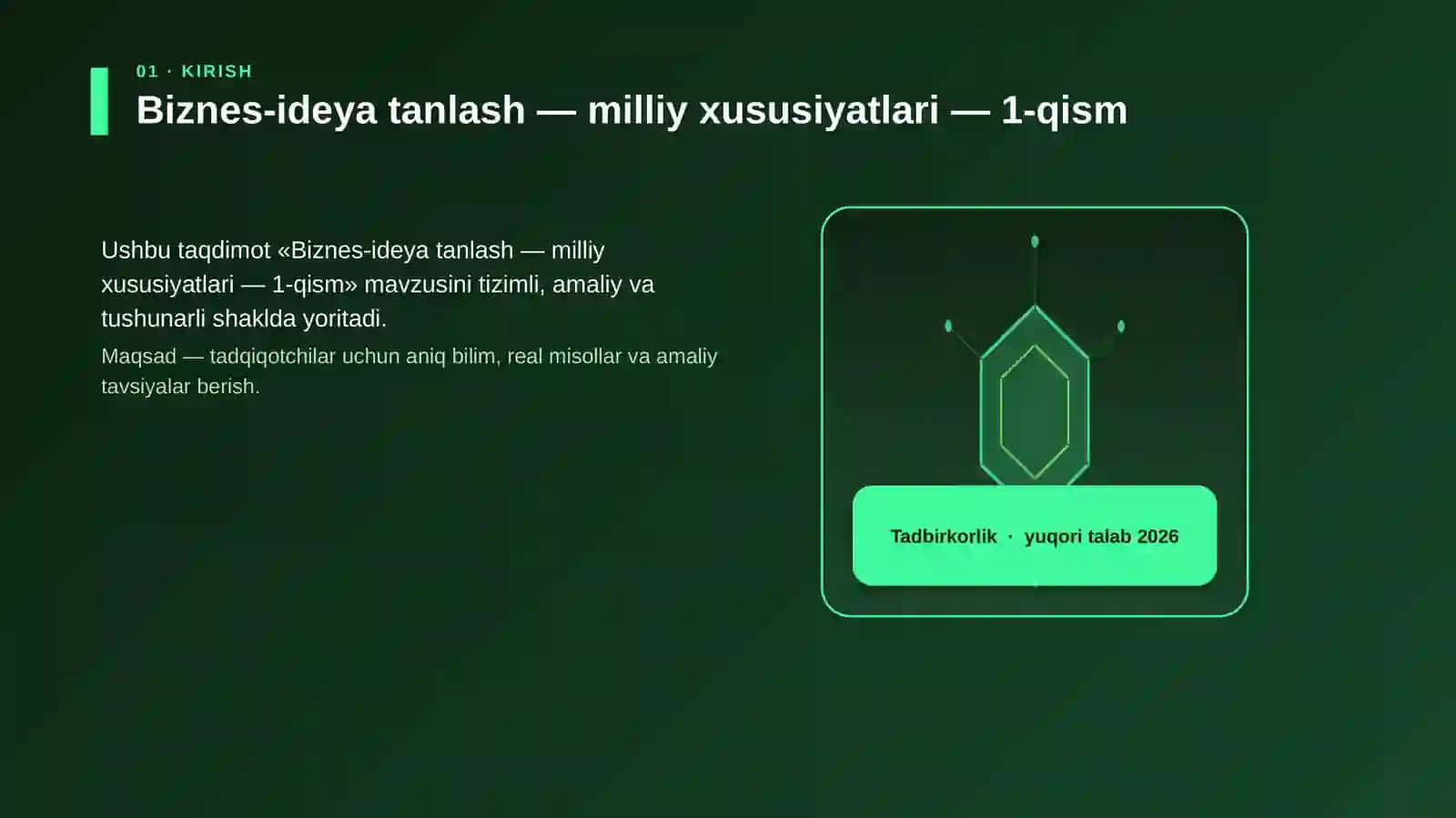 Biznes-ideya tanlash — milliy xususiyatlari — 1-qism 3