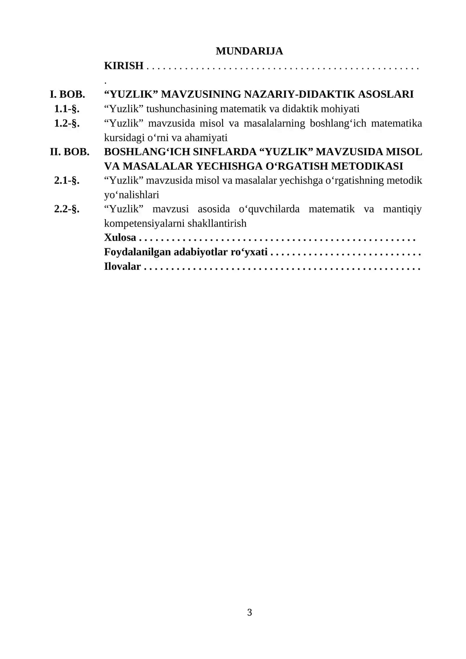 "YUZLIK" MAVZUSIDA MISOL VA MASALALAR YECHISHGA O‘RGATISH METODIKASI 3