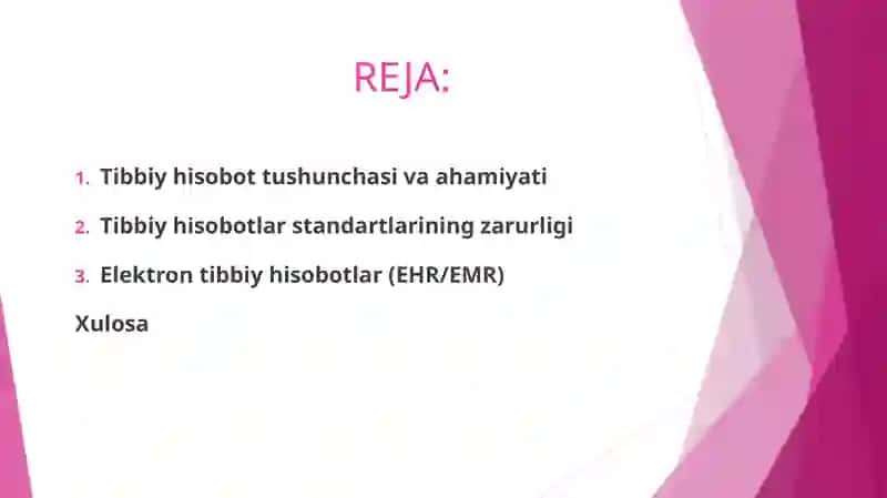 Tibbiy hisobotlar standartlari 3