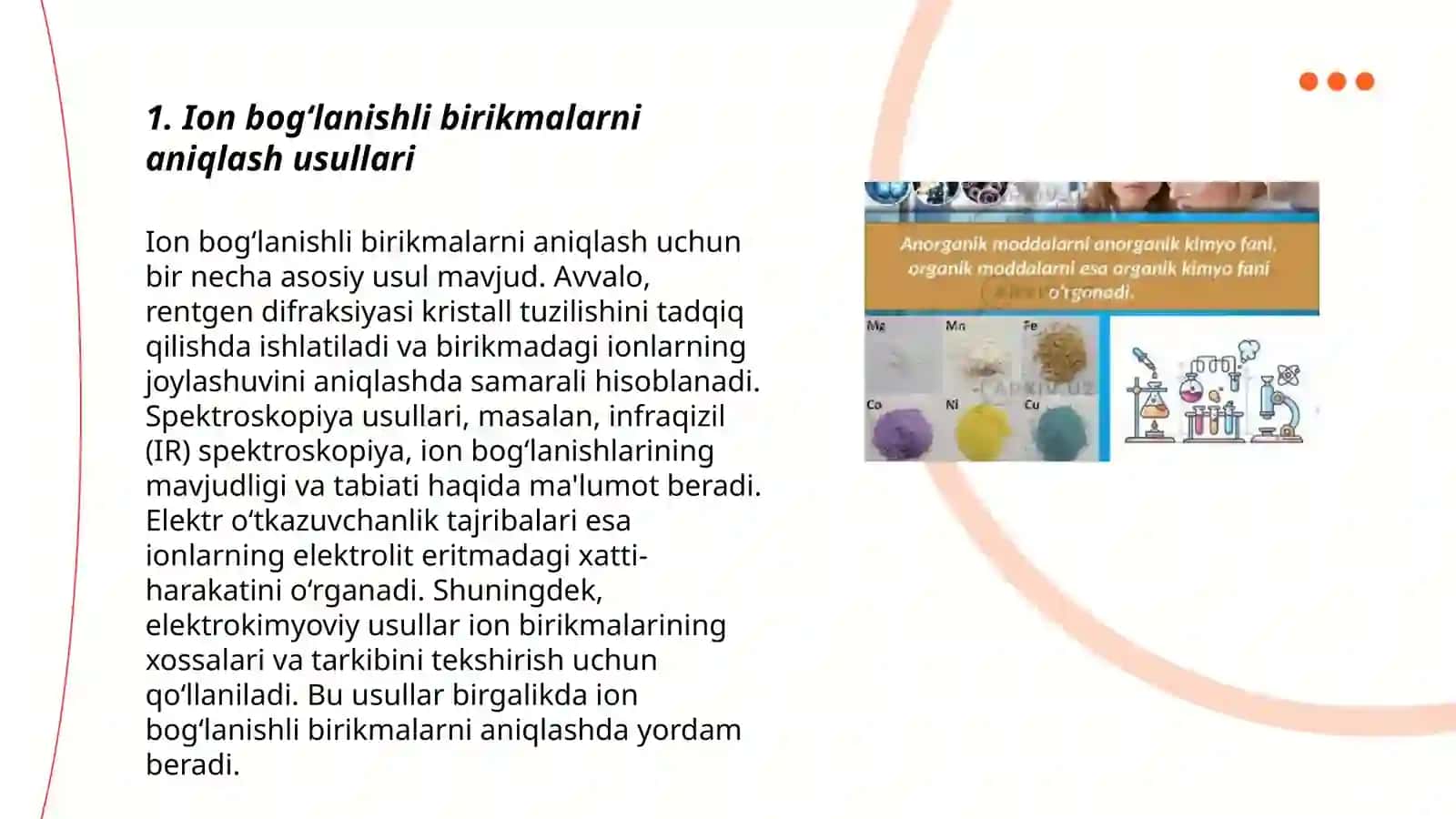 Tuproq suvida ion bogʻlanishli birikmalarni aniqlab ulardan tozalash gʻoyasini ishlab chiqish 3
