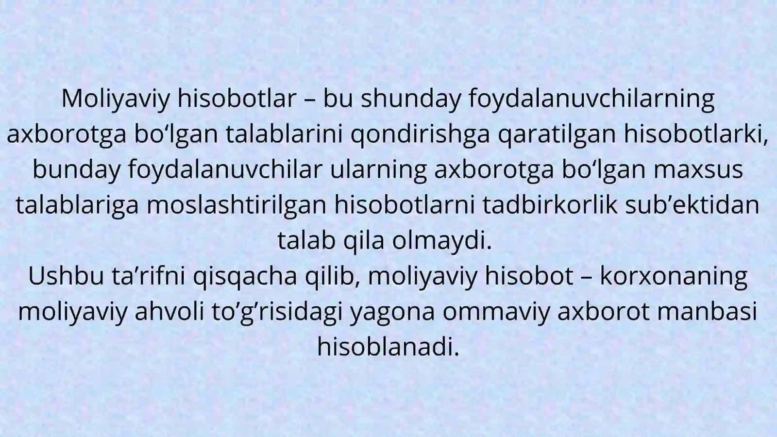 Moliyaviy hisobot faniga kirish, fan maqsadi, predmedi va vazifalari 3