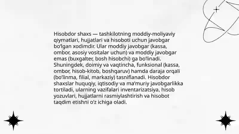 Hisobdor shaxlar bilan hisoblashuvlar hisobi 3