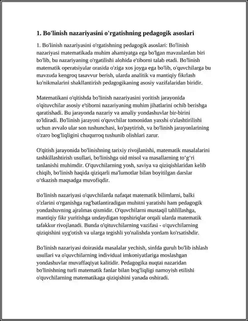BO'LINISH NAZARIYASINI O'QITISH METODIKASI 3