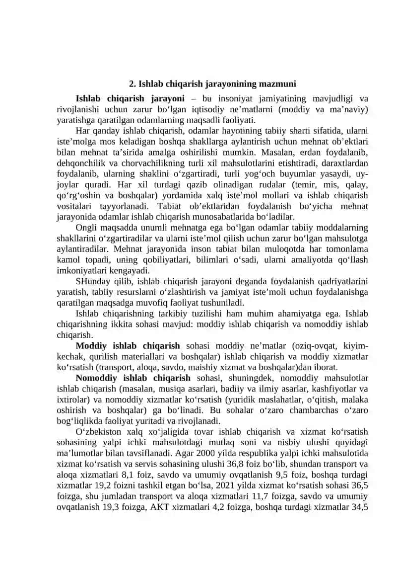 Ishlab chiqarish jarayoni va uning natijalari 3