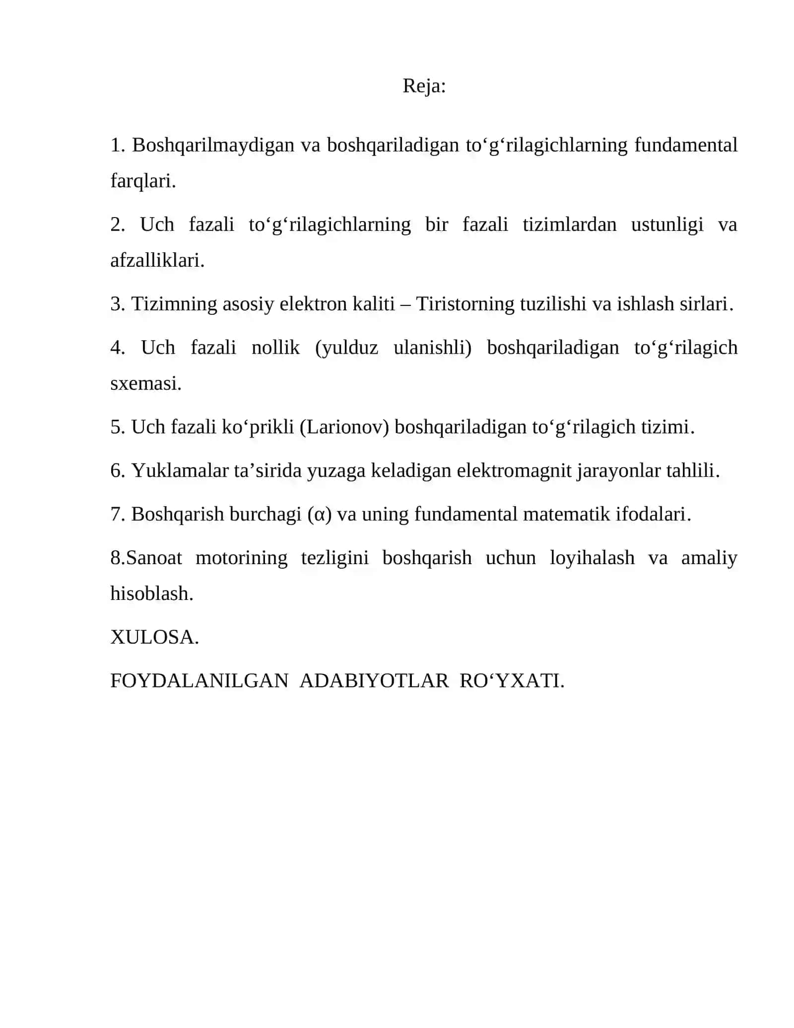 Uch fazali boshqariladigan toʻgʻrilagichni tadqiq etish 3