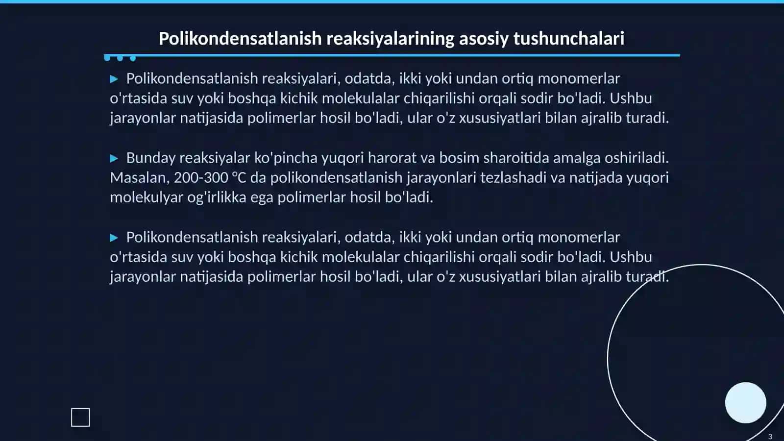 Polikondensatlanish reaksiyalari 3