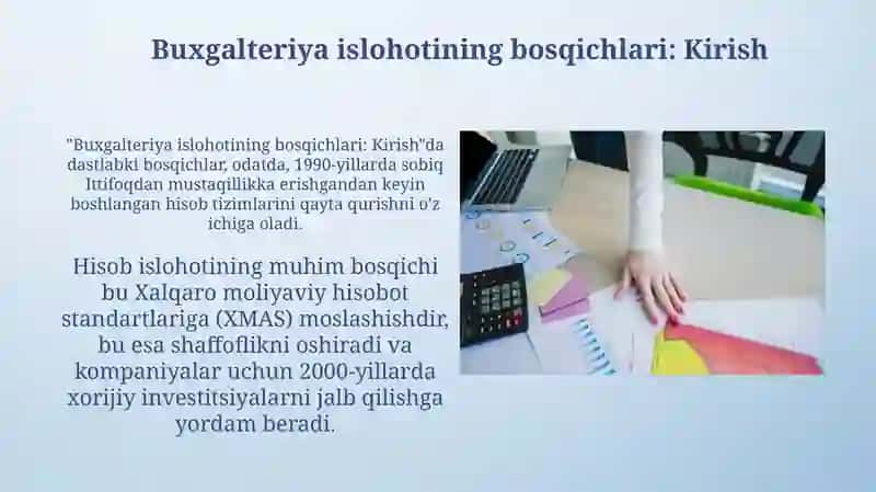 Buxgalteriya hisobini isloh qilish bosqichlari 3