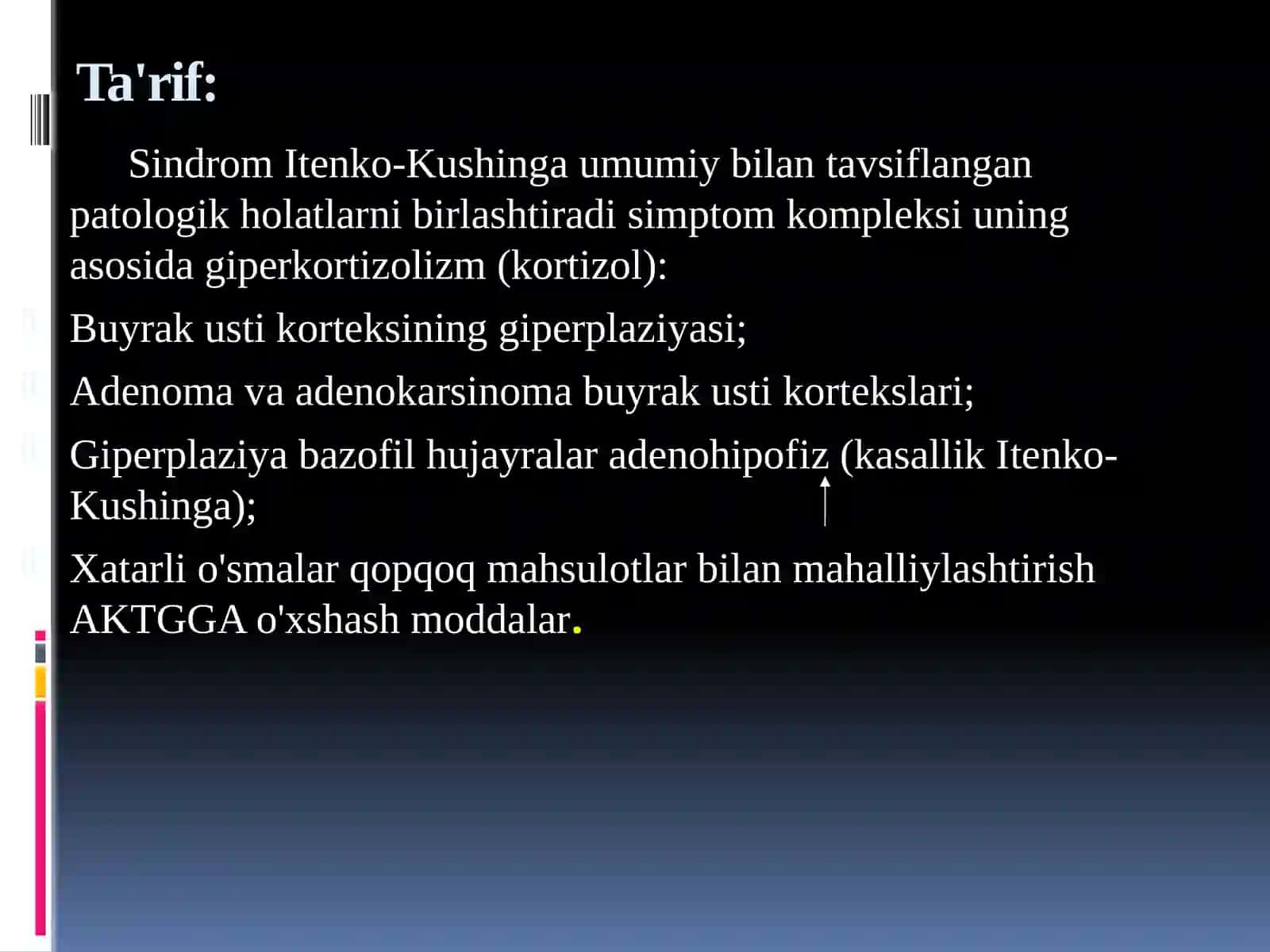 Neyroendokrinkassaliklar qandsiz diabet kushing kassaligi (etiologiyasi patogenezi klinik kechishi tashxis qoyish davolash usuli) 3